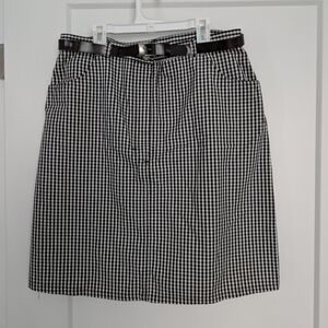 Marks & Spencer, belted Black and White Checkered Skirt, UK 18